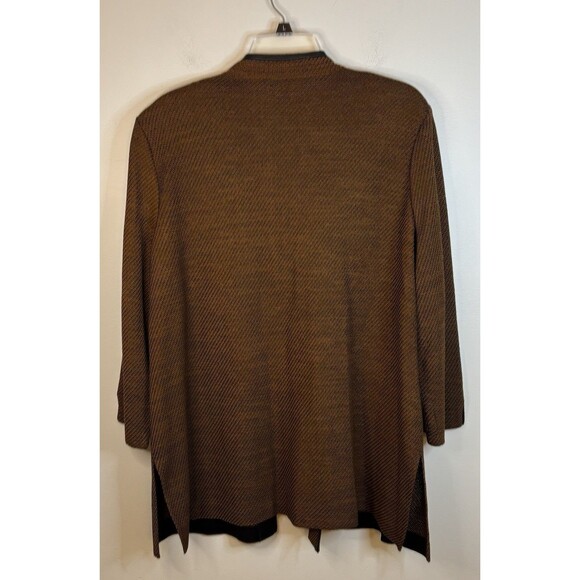 MISOOK Faux Leather Trim Jacket XL Brown Textured Single Clasp 3/4 Sleeve Career - Picture 4 of 16